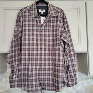 NWT Joseph Abboud Purple and White Casual Button-Down Shirt, XL